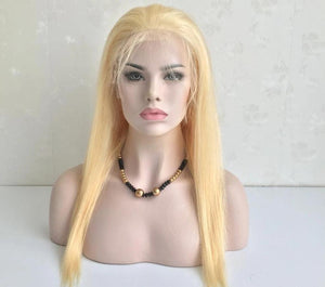 Pre Plucked With Baby Hair Human Hair Wigs Straight Blonde