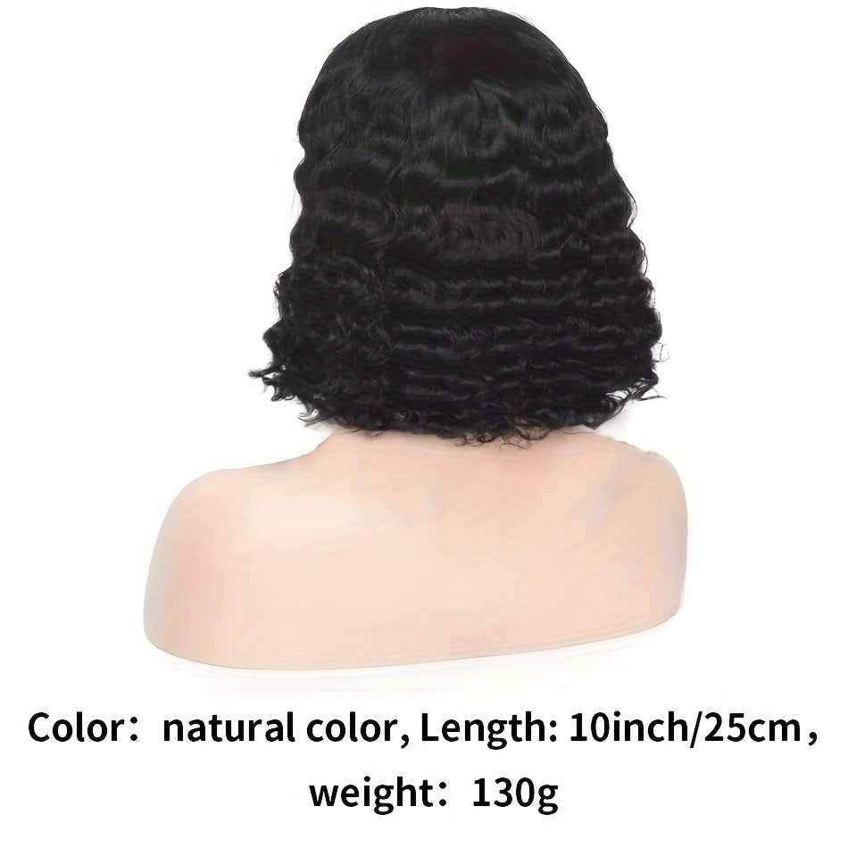13x4 Lace Front Human Hair Wig Glueless Wear & Go Deep Wave Curly Bob Wig 150% Density 10-16 Inch for, Short Hair Wig, Stylish Hair Accessory