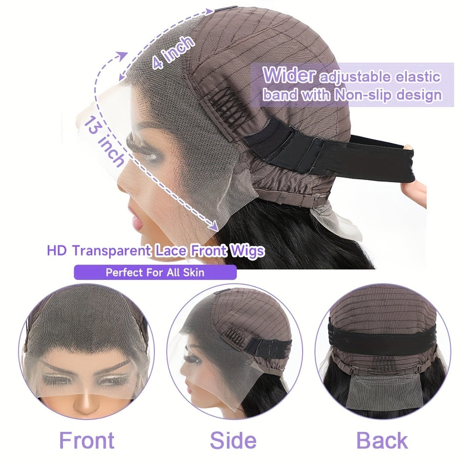 180% Density Deep Wave Bob Wig - 13x4 Lace Frontal, Pre-Plucked Natural Hairline, Brazilian Remy Human Hair, Curly Style, Shoulder-Length Black Wig for Women, Versatile Hair Wig | Curly Bob Wig | Lace Frontal Wig