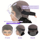 180% Density Deep Wave Bob Wig - 13x4 Lace Frontal, Pre-Plucked Natural Hairline, Brazilian Remy Human Hair, Curly Style, Shoulder-Length Black Wig for Women, Versatile Hair Wig | Curly Bob Wig | Lace Frontal Wig