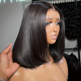 13x4 HD Lace Front Wig Virgin Human Hair 12A 180 Density Straight Pre-Plucked with Baby Hair Natural Black - Breathable Transparent Lace Frontal Wig for, Fashion Accessory, Sleek Hairstyle