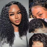 13x4 Lace Front Human Hair Wig Glueless Wear & Go Deep Wave Curly Bob Wig 150% Density 10-16 Inch for, Short Hair Wig, Stylish Hair Accessory