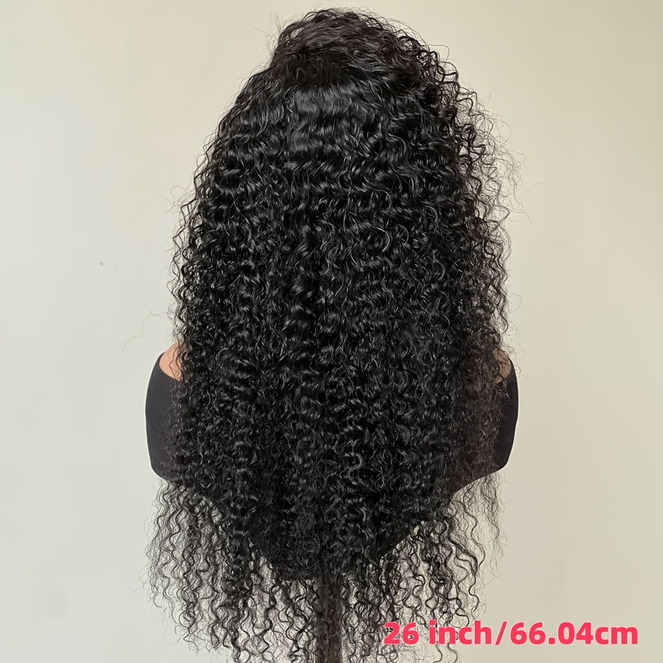 13x4 Deep Wave Lace Front Wigs Human Hair Deep Wave Curly Wig HD Lace Frontal Wigs Human Hair Pre Plucked Bleached Knots With Baby Hair Natural Color 200%