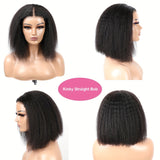 200% Density 13x4 HD Transparent Lace Front Human Hair Wig - Kinky Straight Brazilian Yaki Straight Glueless Pre-Plucked Wig for Women, 10-16 Inch Lengths, Natural Look & Comfort