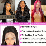 13x4 HD Lace Front Wig Virgin Human Hair 12A 180 Density Straight Pre-Plucked with Baby Hair Natural Black - Breathable Transparent Lace Frontal Wig for, Fashion Accessory, Sleek Hairstyle