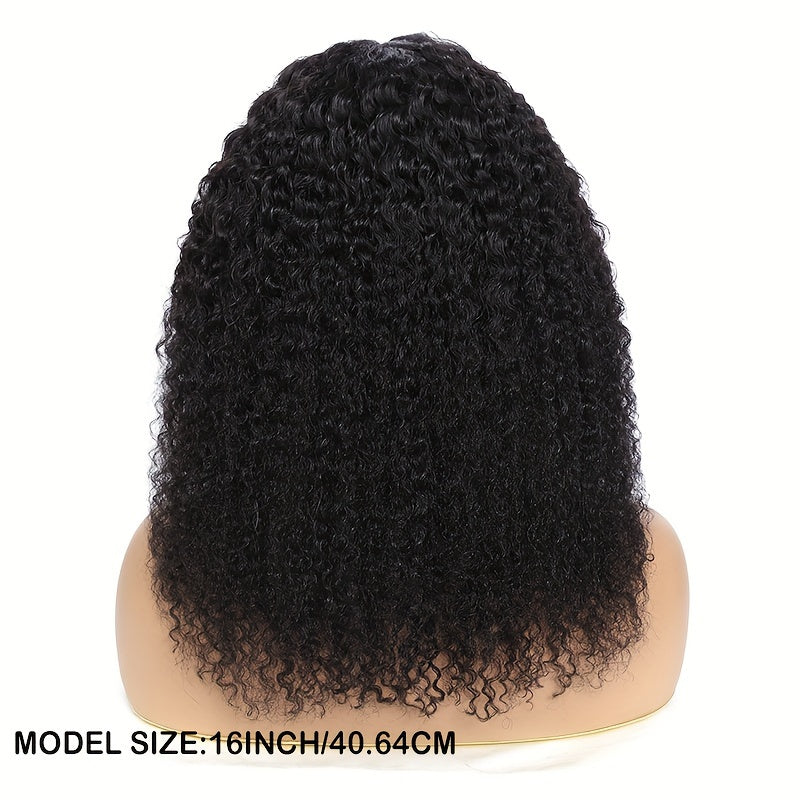 Afua Kinky Curly Lace Front Wigs Human Hair 4x4x1 Lace Closure Wigs 180% Density Kinky Curly Wigs with Brazilian Remy Hair Unprocessed Virgin Hair Wig Natural Color