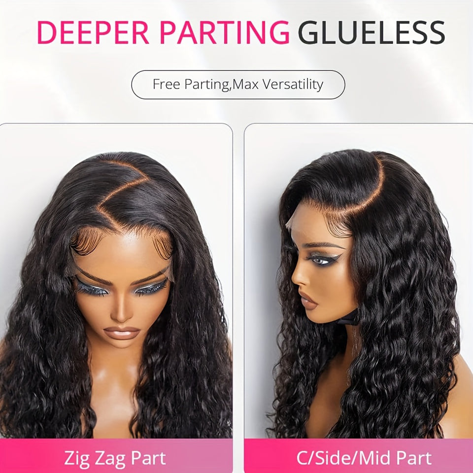 [200% Ready To Wear 5x5 Wig] 200% Ready To Wear 5x5 Bye Bye Knots Water Wave Human Hair Wig | Brazilian Virgin Hair Pre Plucked With Baby Hair | 5x5 Lace Closure Wigs For Women