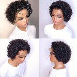 Short Pixie Cut Curly Lace Front Wig - 100% Human Hair, 180% Density, 13x1 Lace Area, Elegant Curly Wave Style for Women, Suitable for All Light Beige Tones, Natural Look & Versatile Styling Options