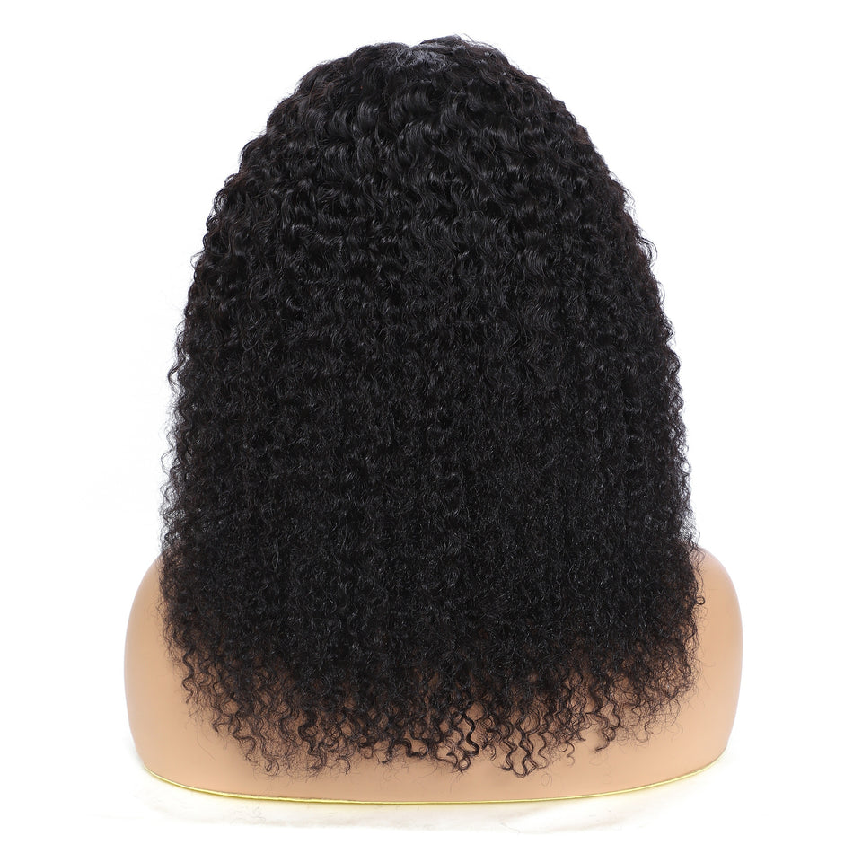 Afua Kinky Curly Lace Front Wigs Human Hair 4x4x1 Lace Closure Wigs 180% Density Kinky Curly Wigs with Brazilian Remy Hair Unprocessed Virgin Hair Wig Natural Color