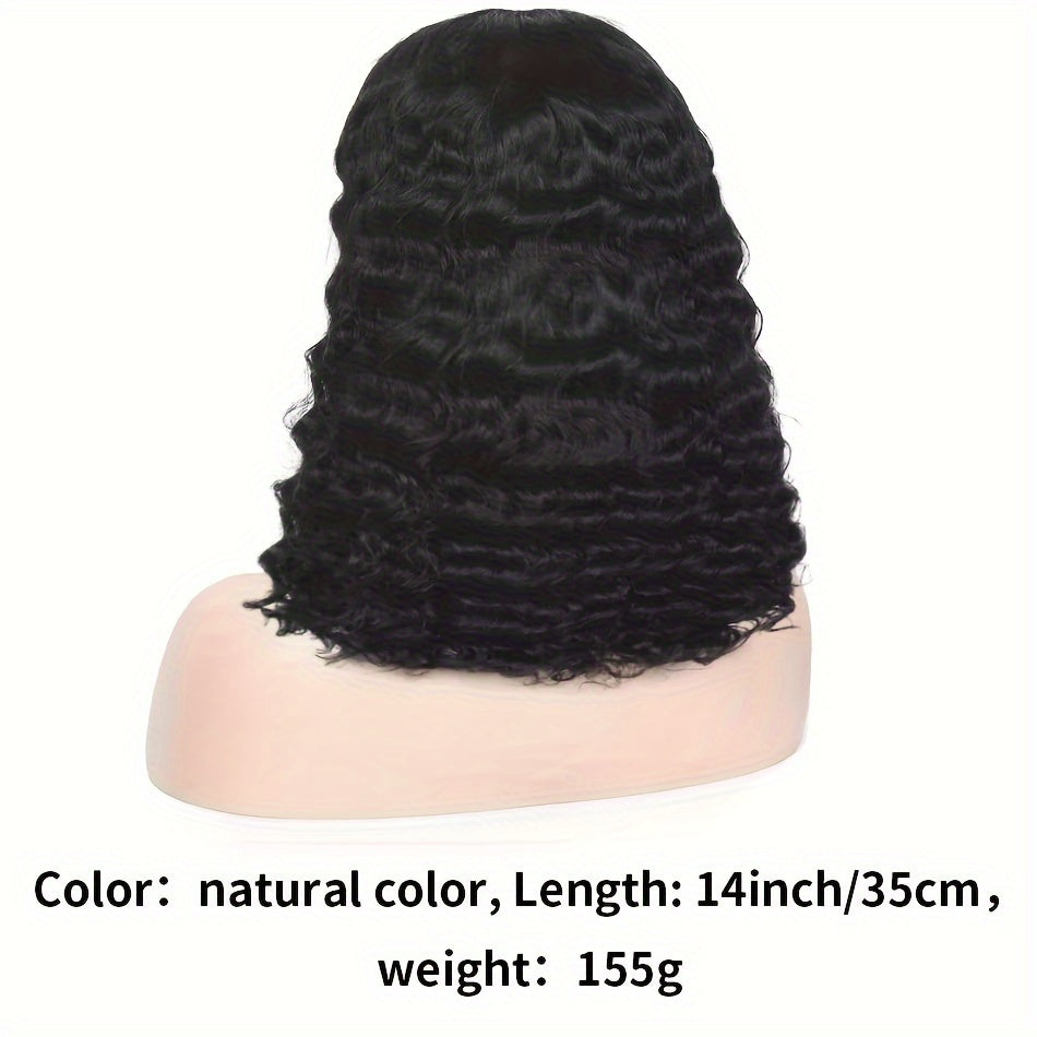 13x4 Lace Front Human Hair Wig Glueless Wear & Go Deep Wave Curly Bob Wig 150% Density 10-16 Inch for, Short Hair Wig, Stylish Hair Accessory