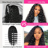 13x4 Deep Wave Lace Front Wigs Human Hair Deep Wave Curly Wig HD Lace Frontal Wigs Human Hair Pre Plucked Bleached Knots With Baby Hair Natural Color 200%