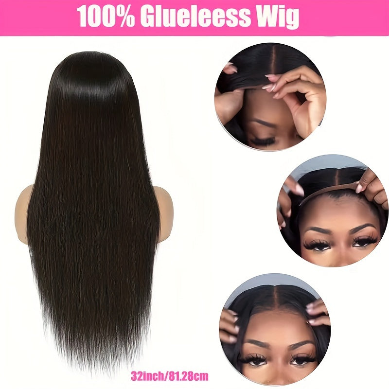 Long 13x6 Glueless Wig Long Straight Wig Human Hair Wig 13x6 Lace Front Human Hair Wig For Women Pre Plucked Natural Hairline With Baby Hair 180% Density