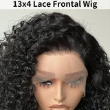 13x4 Deep Wave Lace Front Wigs Human Hair Deep Wave Curly Wig HD Lace Frontal Wigs Human Hair Pre Plucked Bleached Knots With Baby Hair Natural Color 200%