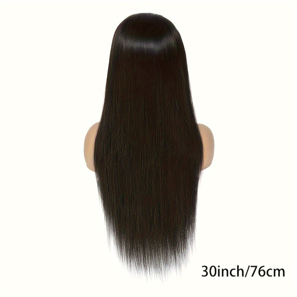 13x4 HD Lace Front Wig Virgin Human Hair 12A 180 Density Straight Pre-Plucked with Baby Hair Natural Black - Breathable Transparent Lace Frontal Wig for, Fashion Accessory, Sleek Hairstyle