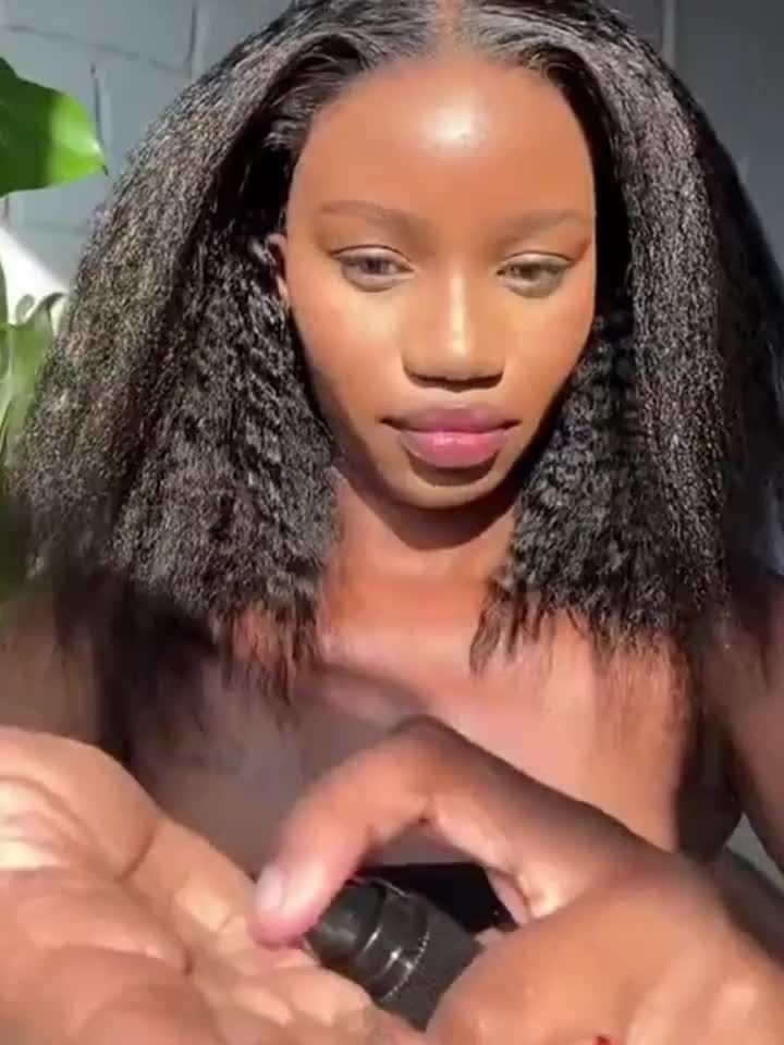 200% Density 13x4 HD Transparent Lace Front Human Hair Wig - Kinky Straight Brazilian Yaki Straight Glueless Pre-Plucked Wig for Women, 10-16 Inch Lengths, Natural Look & Comfort