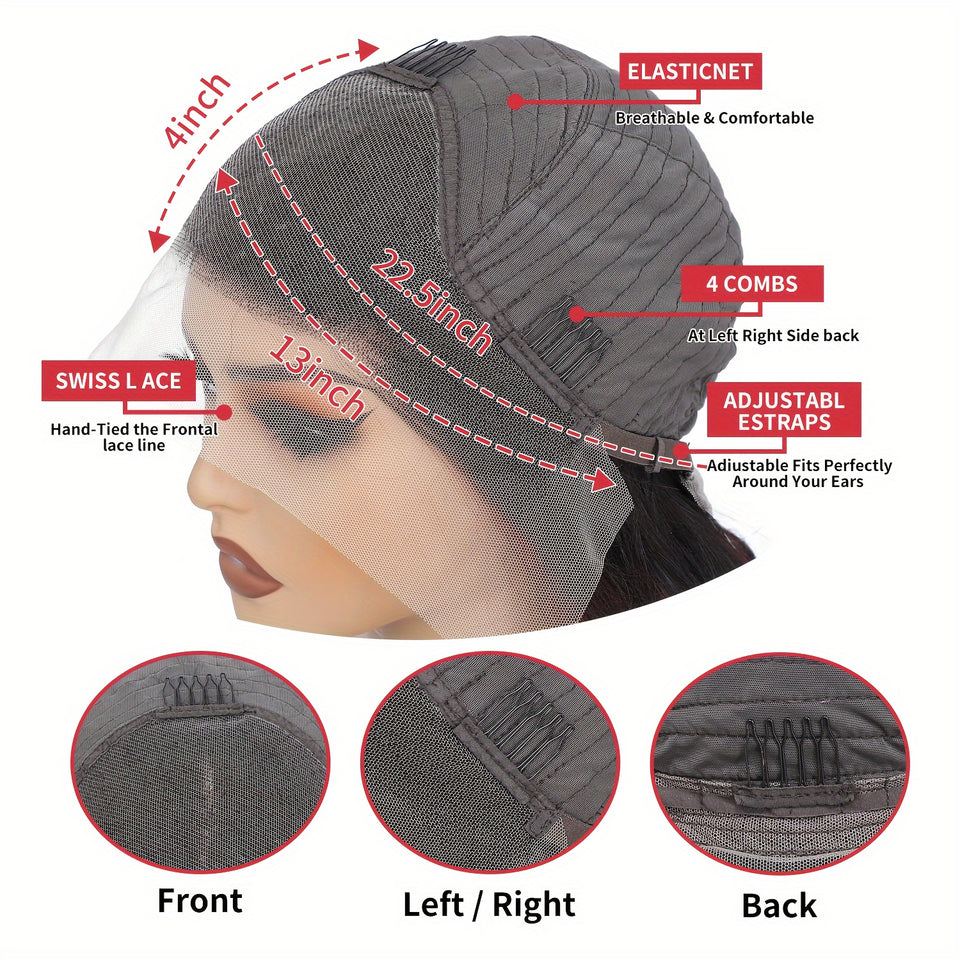 Brazilian Virgin 180% Density Bouncy Curly Human Hair Wig - 13x4 Lace Front Natural Hairline Spiral Curls Lace Frontal for Black Women