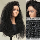 13x4 Deep Wave Lace Front Wigs Human Hair Deep Wave Curly Wig HD Lace Frontal Wigs Human Hair Pre Plucked Bleached Knots With Baby Hair Natural Color 200%