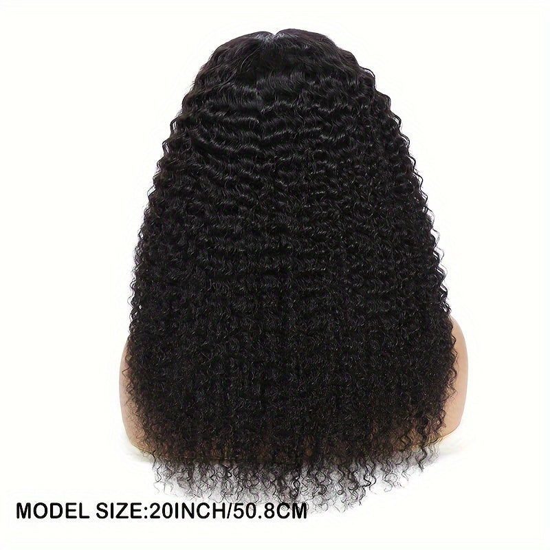Afua Kinky Curly Lace Front Wigs Human Hair 4x4x1 Lace Closure Wigs 180% Density Kinky Curly Wigs with Brazilian Remy Hair Unprocessed Virgin Hair Wig Natural Color
