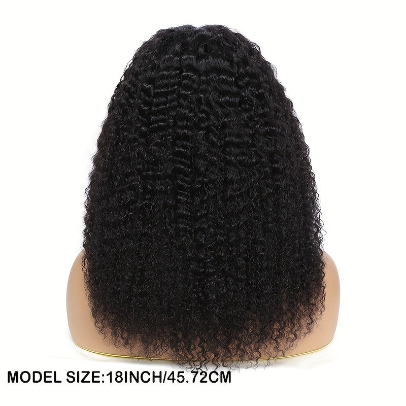Afua Kinky Curly Lace Front Wigs Human Hair 4x4x1 Lace Closure Wigs 180% Density Kinky Curly Wigs with Brazilian Remy Hair Unprocessed Virgin Hair Wig Natural Color