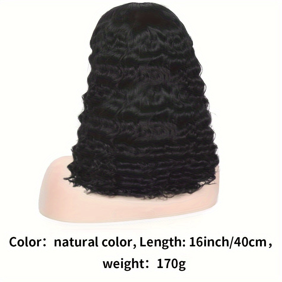 13x4 Lace Front Human Hair Wig Glueless Wear & Go Deep Wave Curly Bob Wig 150% Density 10-16 Inch for, Short Hair Wig, Stylish Hair Accessory