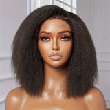 200% Density 13x4 HD Transparent Lace Front Human Hair Wig - Kinky Straight Brazilian Yaki Straight Glueless Pre-Plucked Wig for Women, 10-16 Inch Lengths, Natural Look & Comfort