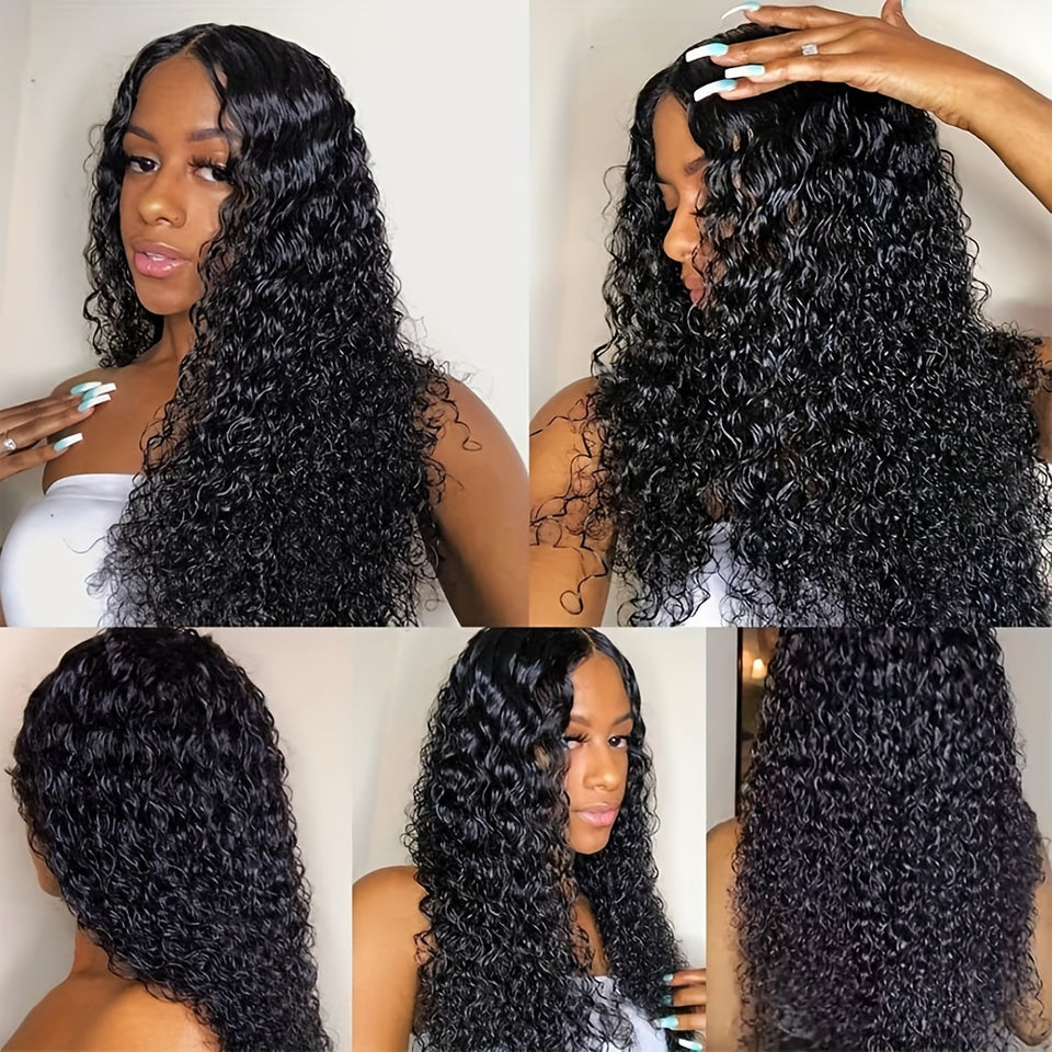 Afua Kinky Curly Lace Front Wigs Human Hair 4x4x1 Lace Closure Wigs 180% Density Kinky Curly Wigs with Brazilian Remy Hair Unprocessed Virgin Hair Wig Natural Color