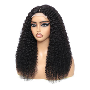 Afua Kinky Curly Lace Front Wigs Human Hair 4x4x1 Lace Closure Wigs 180% Density Kinky Curly Wigs with Brazilian Remy Hair Unprocessed Virgin Hair Wig Natural Color