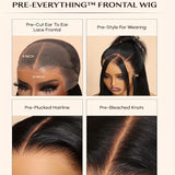 Women's Brazilian Human Hair Wig - Glueless Lace Front with 13x4 Pre-Plucked Baby Hair, 200% Density (Dense Volume), Natural Brown/Black, No Glue Needed, Comfortable & Easy Maintenance - Straight Hairstyle for Everyday, Parti