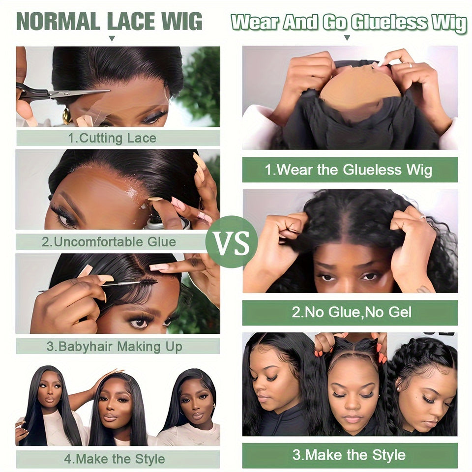 Bye Bye Knots Glueless Human Hair Wig - 6x4 HD Lace Closure, Pre-Plucked & Cut, 180% Density Body Wave, Put On & Go Wig for, Easy Hair Replacement | Natural Looking Hairline | Full Luxurious Hair