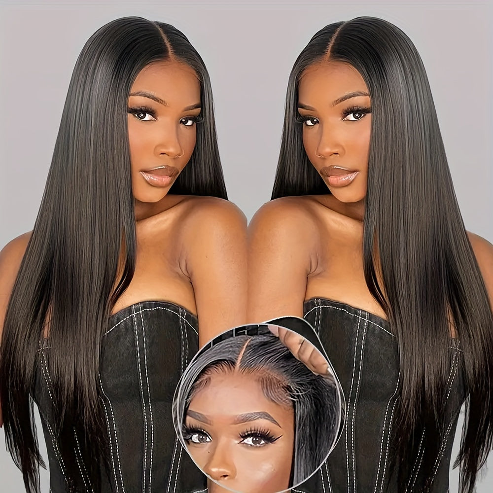 Long 13x6 Glueless Wig Long Straight Wig Human Hair Wig 13x6 Lace Front Human Hair Wig For Women Pre Plucked Natural Hairline With Baby Hair 180% Density