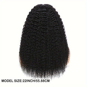 Afua Kinky Curly Lace Front Wigs Human Hair 4x4x1 Lace Closure Wigs 180% Density Kinky Curly Wigs with Brazilian Remy Hair Unprocessed Virgin Hair Wig Natural Color