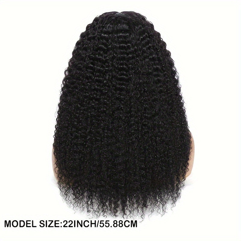 Afua Kinky Curly Lace Front Wigs Human Hair 4x4x1 Lace Closure Wigs 180% Density Kinky Curly Wigs with Brazilian Remy Hair Unprocessed Virgin Hair Wig Natural Color