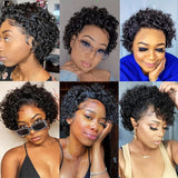 Short Pixie Cut Curly Lace Front Wig - 100% Human Hair, 180% Density, 13x1 Lace Area, Elegant Curly Wave Style for Women, Suitable for All Light Beige Tones, Natural Look & Versatile Styling Options