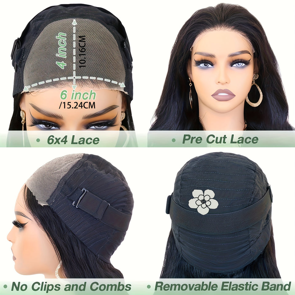 Bye Bye Knots Glueless Human Hair Wig - 6x4 HD Lace Closure, Pre-Plucked & Cut, 180% Density Body Wave, Put On & Go Wig for, Easy Hair Replacement | Natural Looking Hairline | Full Luxurious Hair