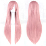 Soowee 24 Colors 80cm Long Synthetic Hair Wig for Women Heat Resistant Fiber Hairpiece Pink Gray Straight Cosplay Wigs