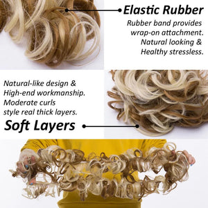 HAIRRO Synthetic Chignon Messy Scrunchies Elastic Band Hair Bun Straight Updo Hairpiece High Temperture Fiber Natural Fake Hair