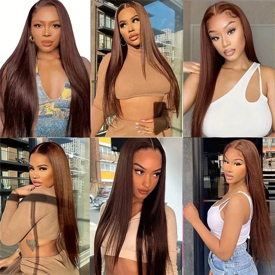 Chocolate Brown Lace Front Wig 13x4 Brown Wig Lace Front Wig for Women 13x4 13x6 lace Human Hair Wig for Daily Wear 40 46 inches