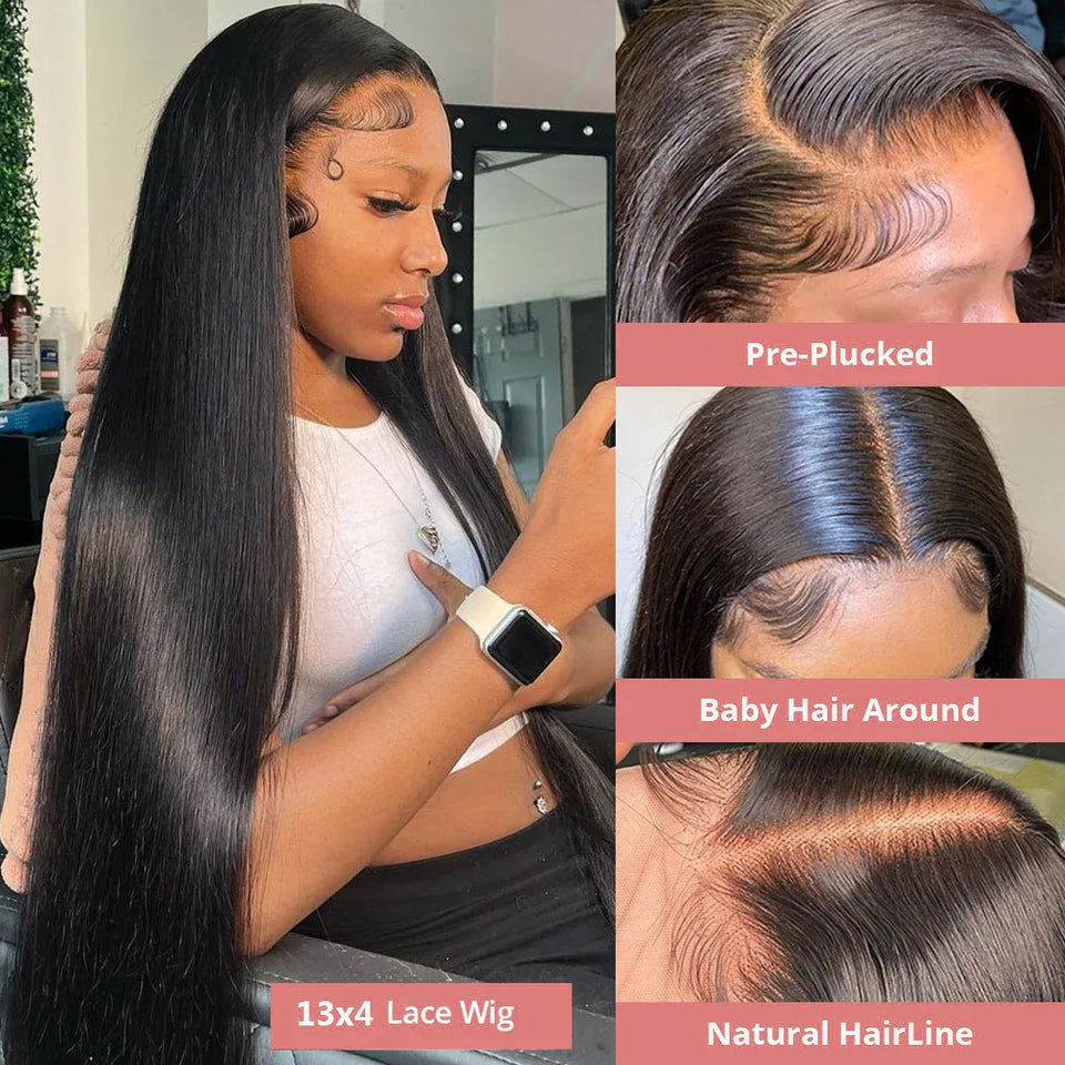 Hd Lace Frontal Wig 13x6 13x4 Lace Front Wig Human Hair 40Inch Bone Straight Transparent 360 Full Lace Human Hair Wigs for Women