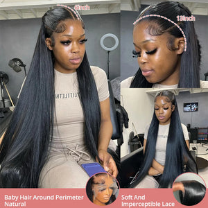 Hd Lace Frontal Wig 13x6 13x4 Lace Front Wig Human Hair 40Inch Bone Straight Transparent 360 Full Lace Human Hair Wigs for Women