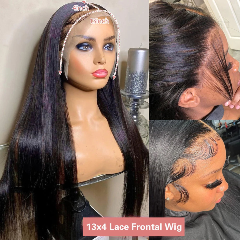 Hd Lace Frontal Wig 13x6 13x4 Lace Front Wig Human Hair 40Inch Bone Straight Transparent 360 Full Lace Human Hair Wigs for Women