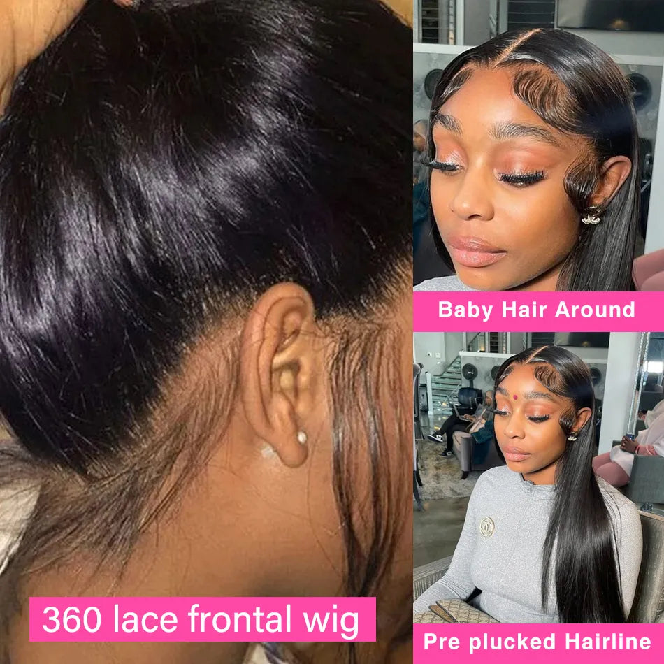 360 Lace Frontal Human Hair Wigs Pre Plucked For Black Women Brazilian 30 Inch Hd Transparent 13x4 Bone Straight Lace Front Wig