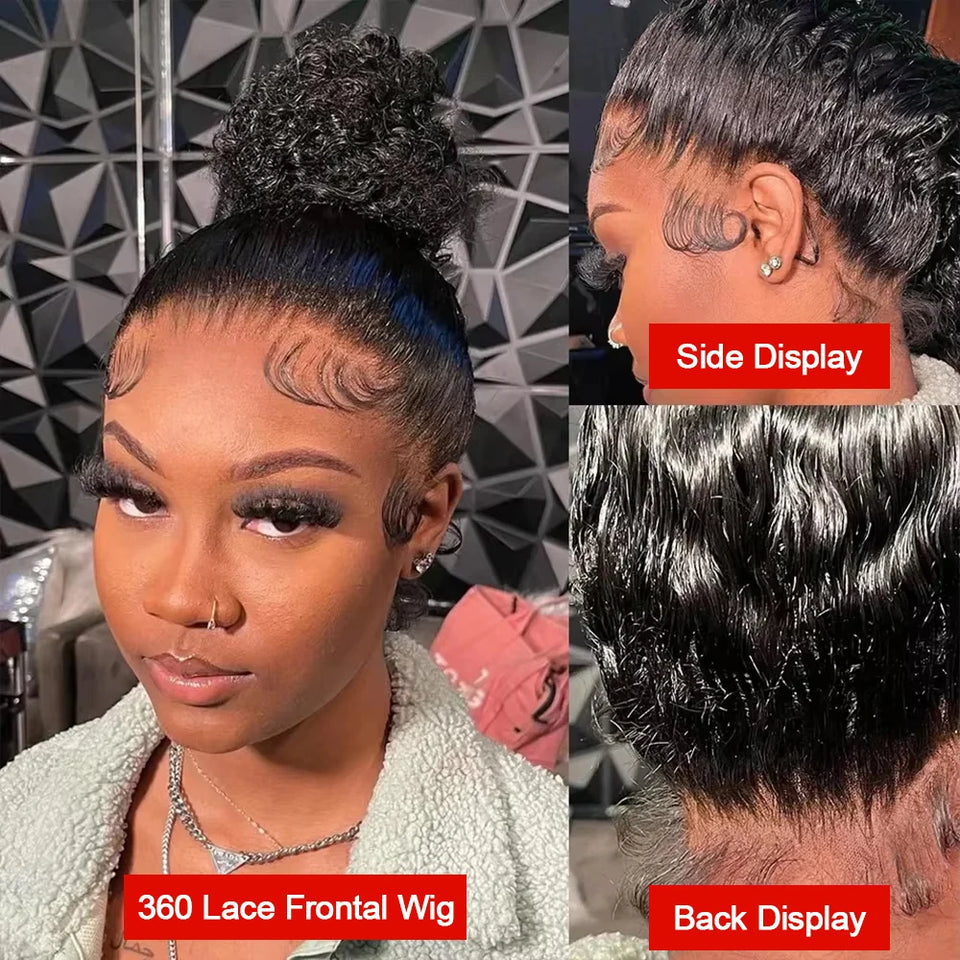 300% Density 13x6 13x4 Deep Wave Frontal Wigs Human Hair 40 46 Inch Curly Human Hair Wigs 360 HD Full Lace Frontal Wig For Women