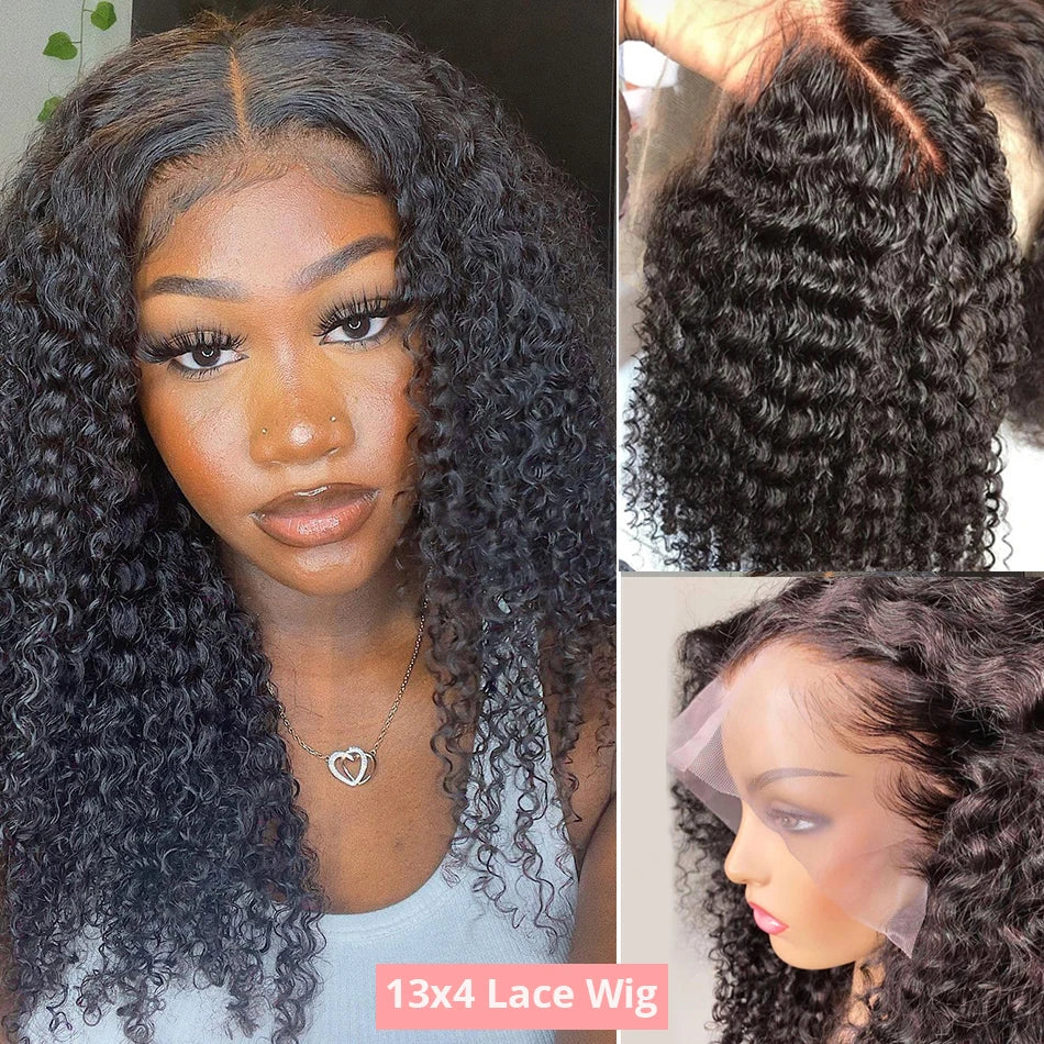 250 Density Curly Short Bob Wig Glueless Wig Human Hair Brazilian Deep Wave 13x4 13X6 HD Lace Frontal Human Hair Wig For Women