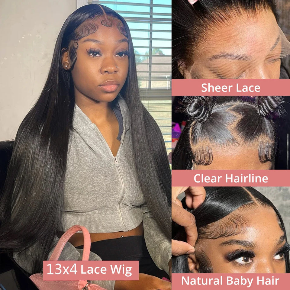 Hd Lace Frontal Wig 13x6 13x4 Lace Front Wig Human Hair 40Inch Bone Straight Transparent 360 Full Lace Human Hair Wigs for Women