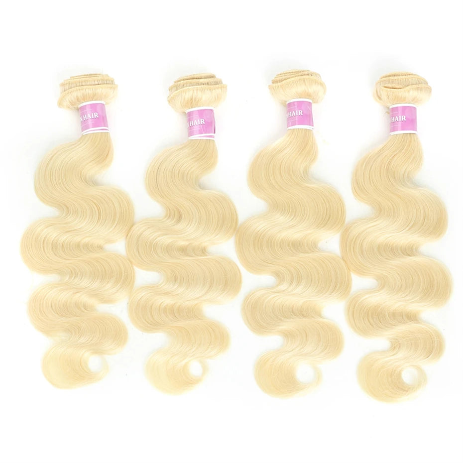 613 Blonde Body Wave Bundles Human Hair Remy Brazilian 1/3/4 Human Hair Bundles Deal 100% Human Hair Extensions 34 36 38 40 Inch