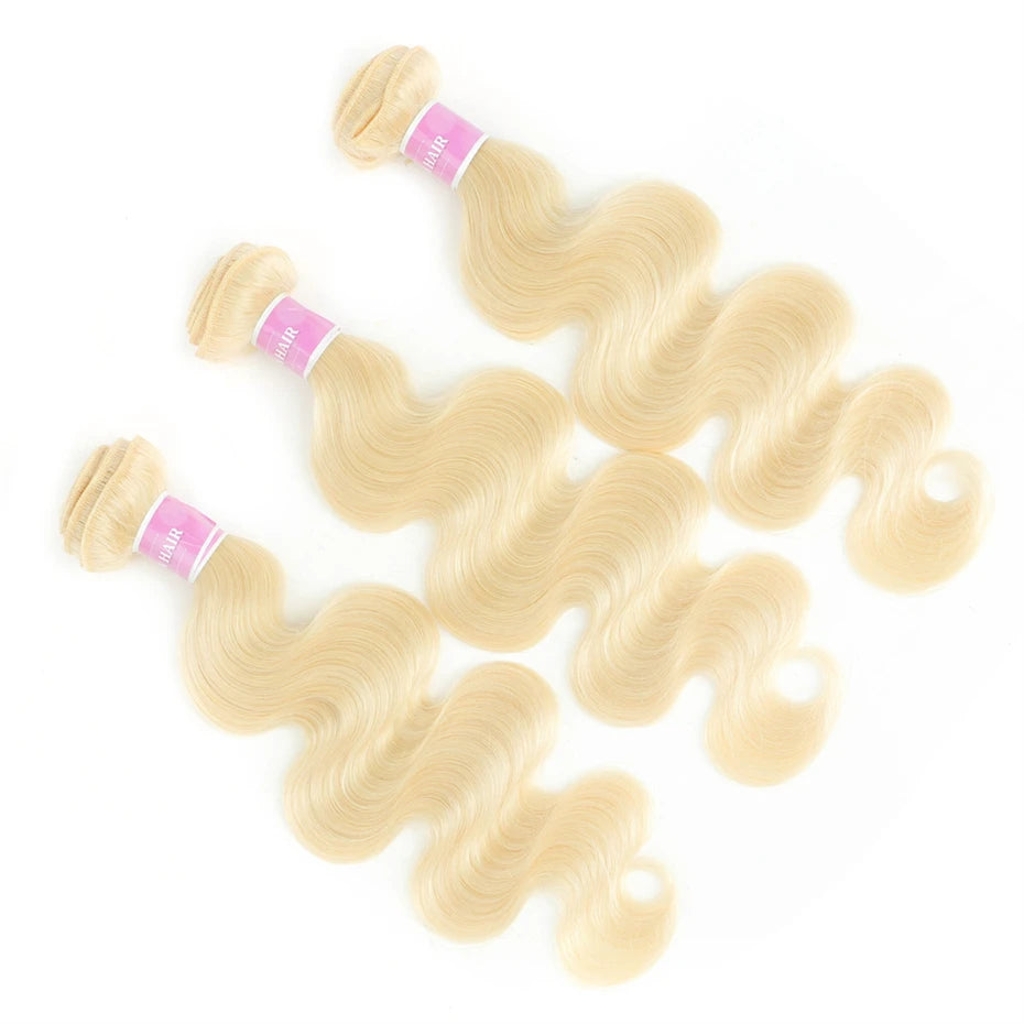 613 Blonde Body Wave Bundles Human Hair Remy Brazilian 1/3/4 Human Hair Bundles Deal 100% Human Hair Extensions 34 36 38 40 Inch