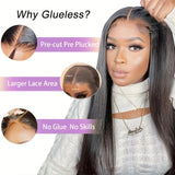 Women's Brazilian Human Hair Wig - Glueless Lace Front with 13x4 Pre-Plucked Baby Hair, 200% Density (Dense Volume), Natural Brown/Black, No Glue Needed, Comfortable & Easy Maintenance - Straight Hairstyle for Everyday, Parti
