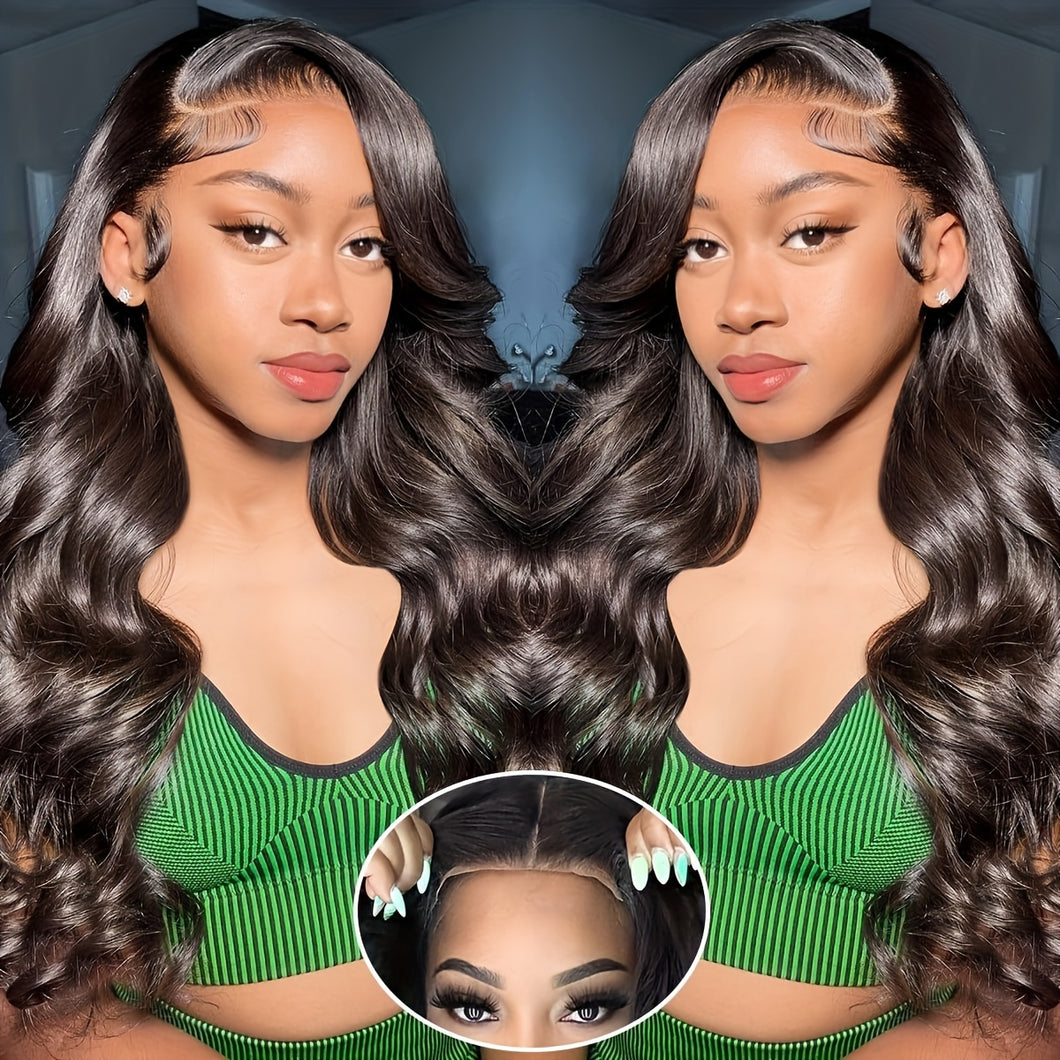 Bye Bye Knots Glueless Human Hair Wig - 6x4 HD Lace Closure, Pre-Plucked & Cut, 180% Density Body Wave, Put On & Go Wig for, Easy Hair Replacement | Natural Looking Hairline | Full Luxurious Hair