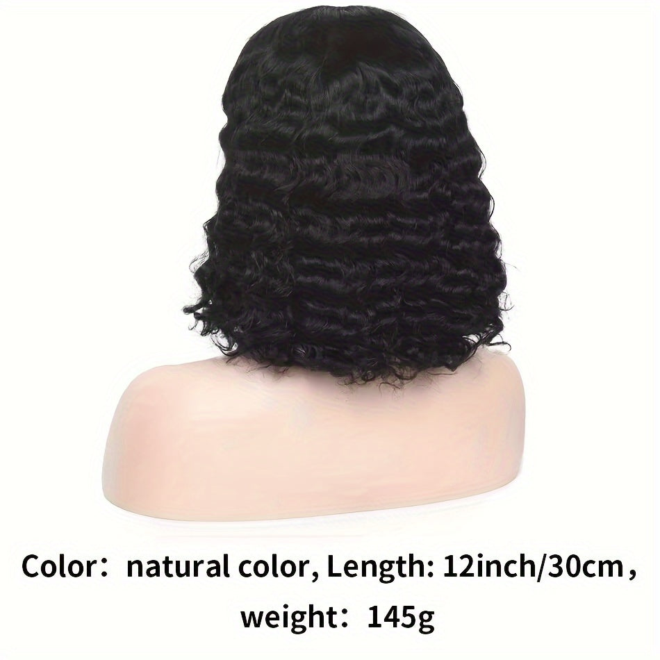 13x4 Lace Front Human Hair Wig Glueless Wear & Go Deep Wave Curly Bob Wig 150% Density 10-16 Inch for, Short Hair Wig, Stylish Hair Accessory