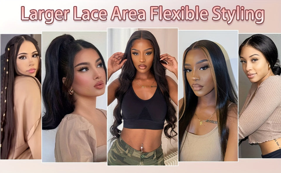 13x4 HD Lace Front Wig Virgin Human Hair 12A 180 Density Straight Pre-Plucked with Baby Hair Natural Black - Breathable Transparent Lace Frontal Wig for, Fashion Accessory, Sleek Hairstyle